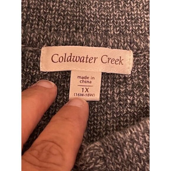 Coldwater Creek Women's 1X Gray Knit Dolman sleeve Cardigan Sweater, Button Clos - Picture 4 of 15